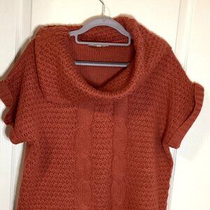 Cleo Petites Women's Cable Knit Sweater Size LP Short Sleeve Big Cowl Neck